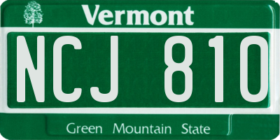 VT license plate NCJ810