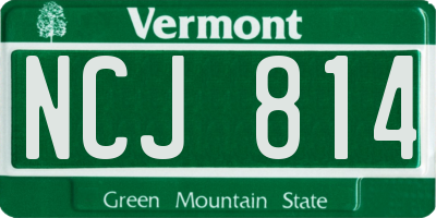VT license plate NCJ814