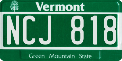 VT license plate NCJ818