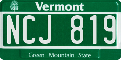 VT license plate NCJ819