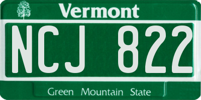 VT license plate NCJ822