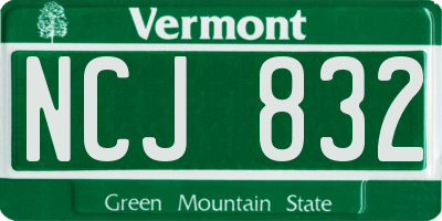VT license plate NCJ832