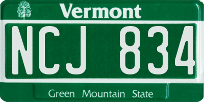 VT license plate NCJ834