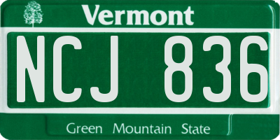 VT license plate NCJ836