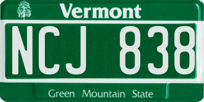 VT license plate NCJ838