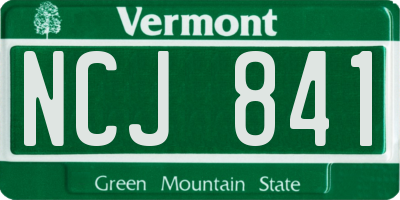 VT license plate NCJ841