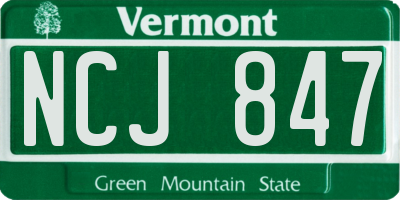 VT license plate NCJ847