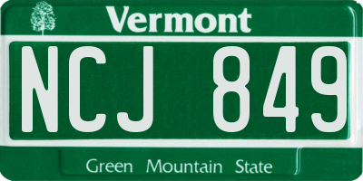 VT license plate NCJ849