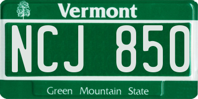 VT license plate NCJ850