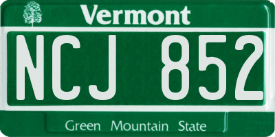 VT license plate NCJ852