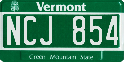 VT license plate NCJ854