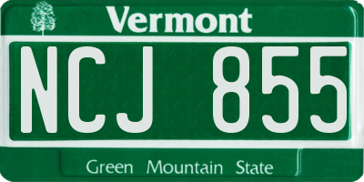 VT license plate NCJ855
