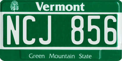 VT license plate NCJ856