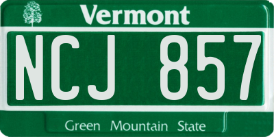 VT license plate NCJ857