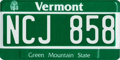 VT license plate NCJ858