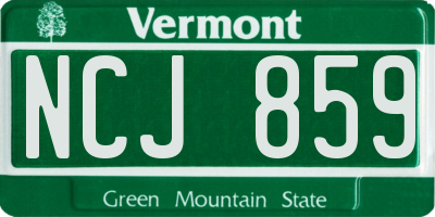VT license plate NCJ859