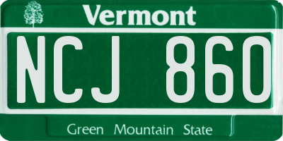 VT license plate NCJ860