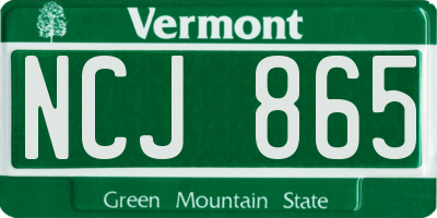 VT license plate NCJ865
