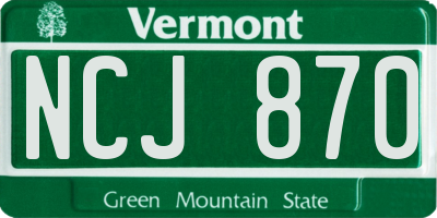 VT license plate NCJ870