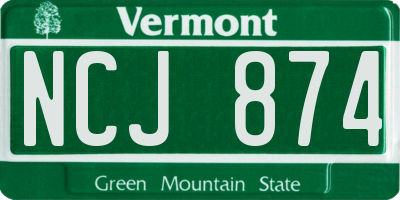 VT license plate NCJ874