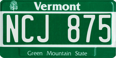 VT license plate NCJ875