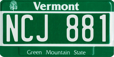 VT license plate NCJ881