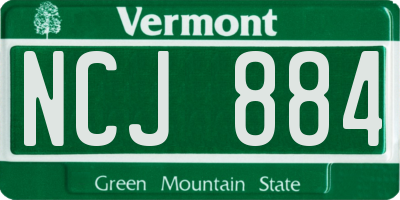 VT license plate NCJ884