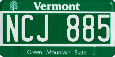 VT license plate NCJ885