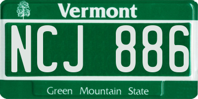 VT license plate NCJ886