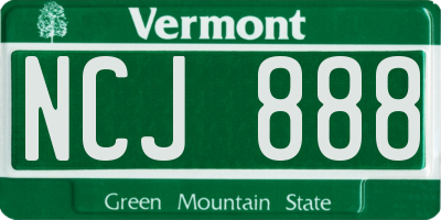 VT license plate NCJ888