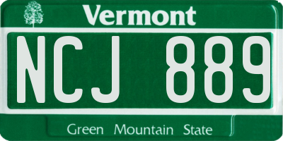 VT license plate NCJ889