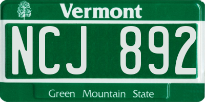 VT license plate NCJ892