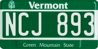 VT license plate NCJ893