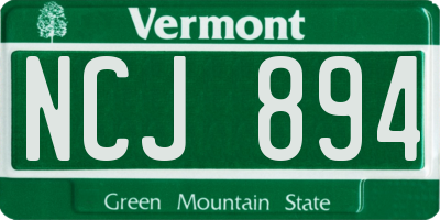 VT license plate NCJ894