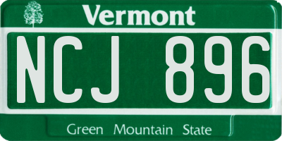 VT license plate NCJ896