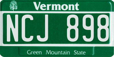 VT license plate NCJ898