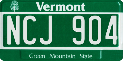 VT license plate NCJ904