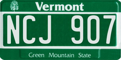 VT license plate NCJ907