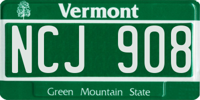 VT license plate NCJ908