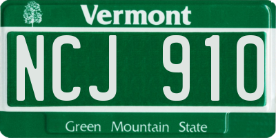VT license plate NCJ910