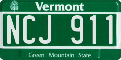 VT license plate NCJ911