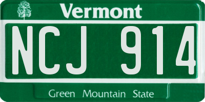 VT license plate NCJ914