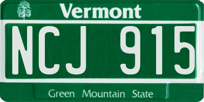 VT license plate NCJ915