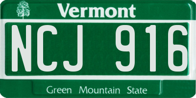 VT license plate NCJ916