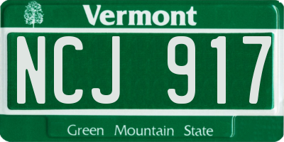 VT license plate NCJ917