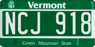 VT license plate NCJ918