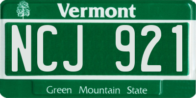 VT license plate NCJ921