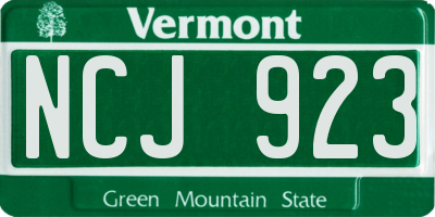 VT license plate NCJ923