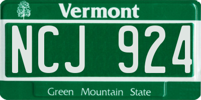 VT license plate NCJ924