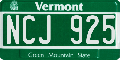 VT license plate NCJ925